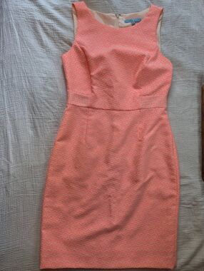 Antonio Melani Aubrey Neon Coral Geometric Sheath Dress, Size 6, EUC